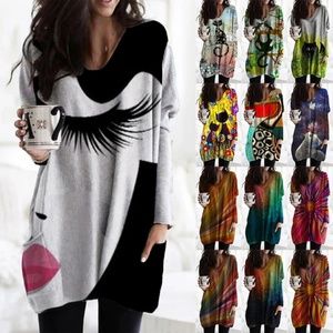 Women Fashion Long Sleeve Cartoon Cat Print Long T
